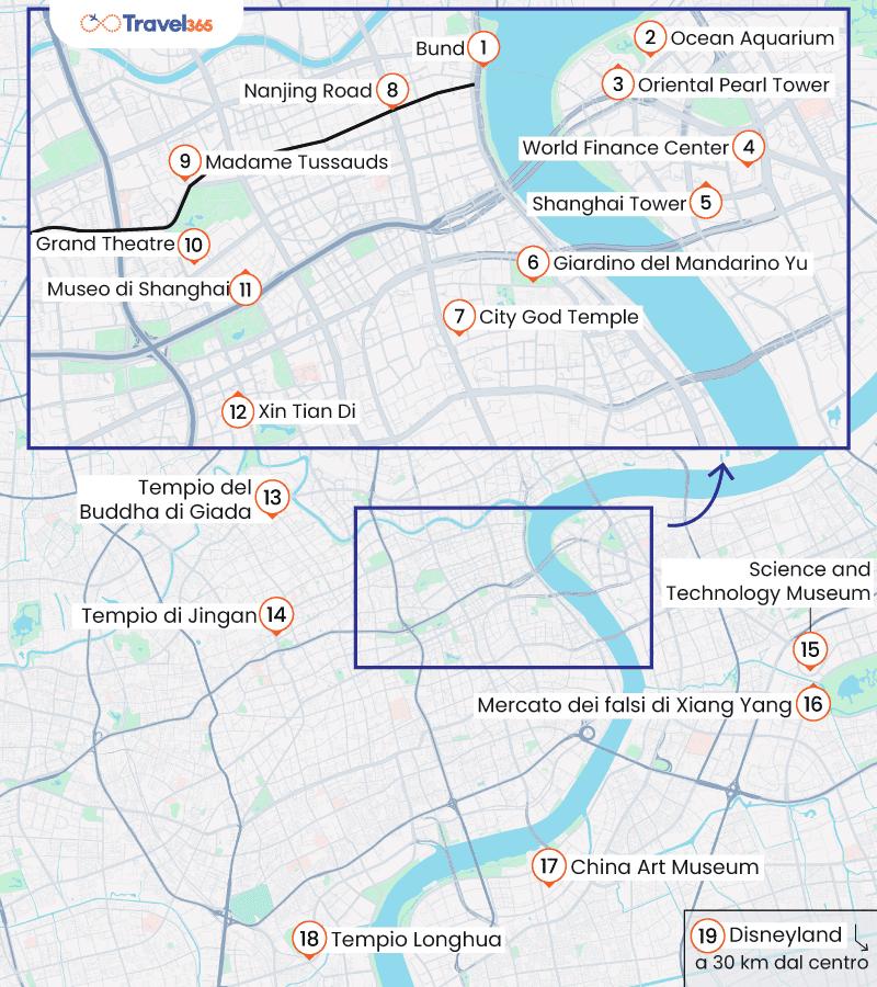 map of main attractions in shanghai