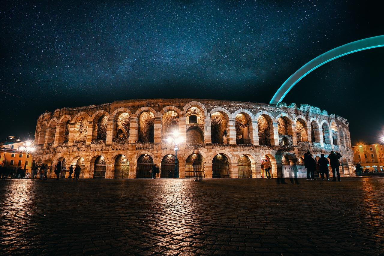 Verona Arena at night