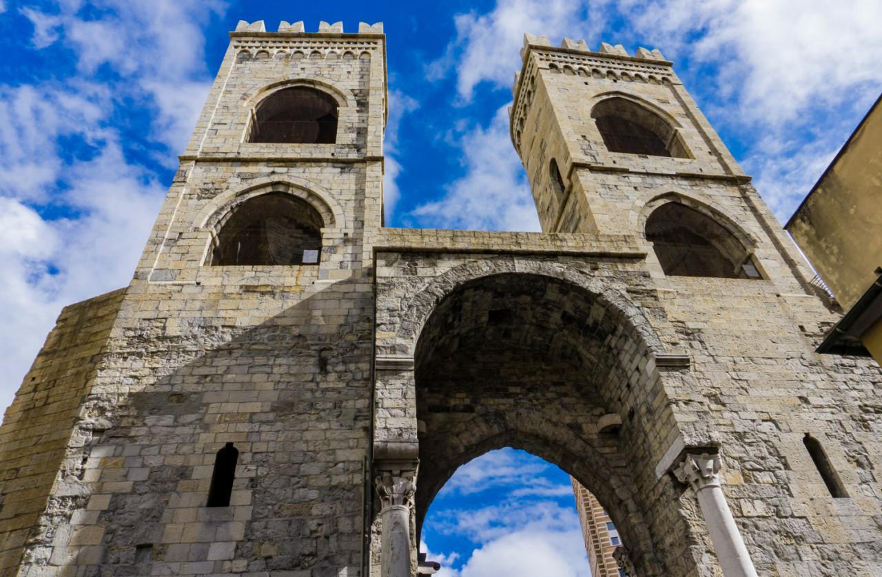Detail of Porta Soprana Genoa Italy