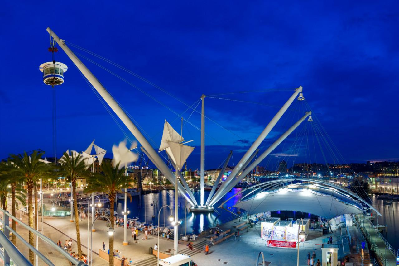 Bigo in Genoa at night